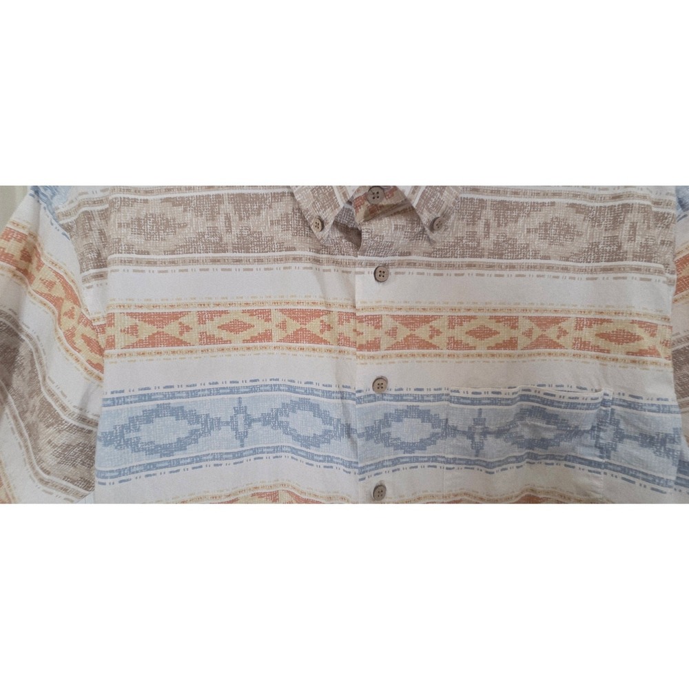 Panhandle Mens Large Western Shirt Aztec Stripe‎ Button Up Short Sleeve